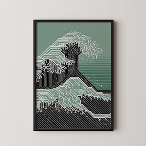 ウェーブテックプリント：モダンレトロテクノロジーウォールアート