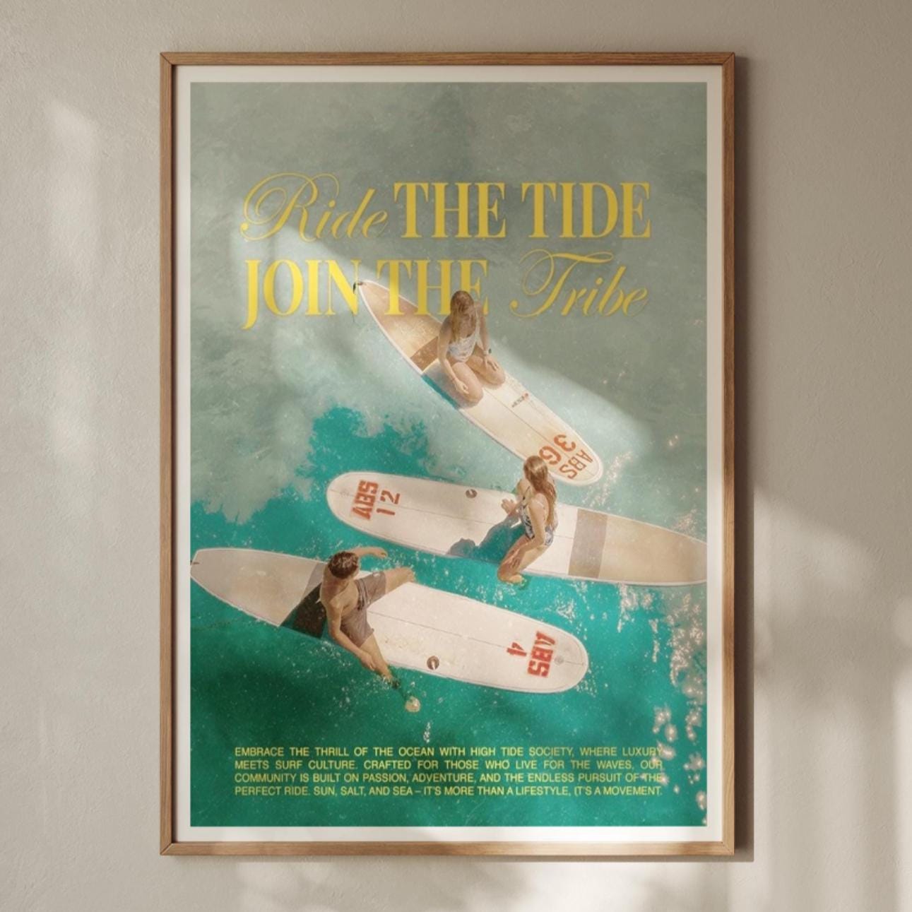 Paddleboard Surfing Mid Century Modern Art Print, Unique Bathroom Wall Art, Pool Swimmers Whimsical Art Print, Modern Bathroom Poster