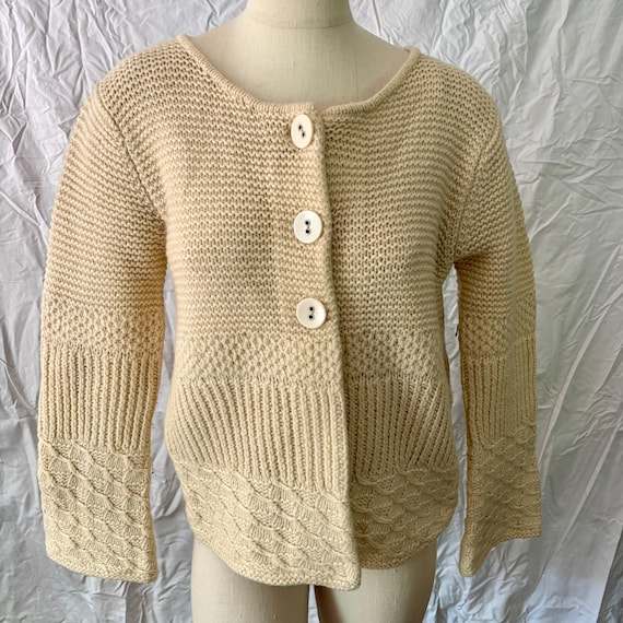 Vintage Cambridge Dry Goods Size L Wool Blend Cardigan Sweater Ivory