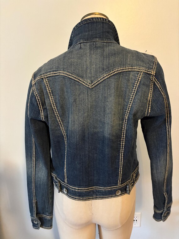 Vintage Classic Denim Jean Jacket With Beige Overstitching Maurice
