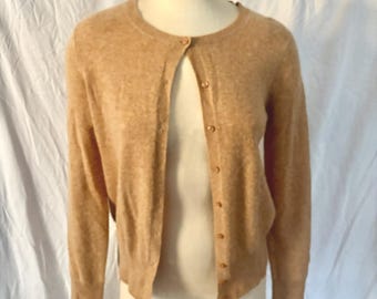Lord & Taylor Size Small S XS Classic Cardigan 100% Cashmere Camel Color