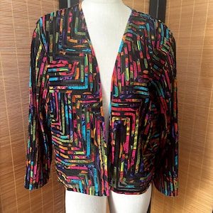 Vintage Chico&#39;s Decorative Artsy Multi-colored Jacket Size M/L