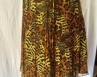 WD.NY Vintage Silk Mini Skirt in Leopard Prin Size 8