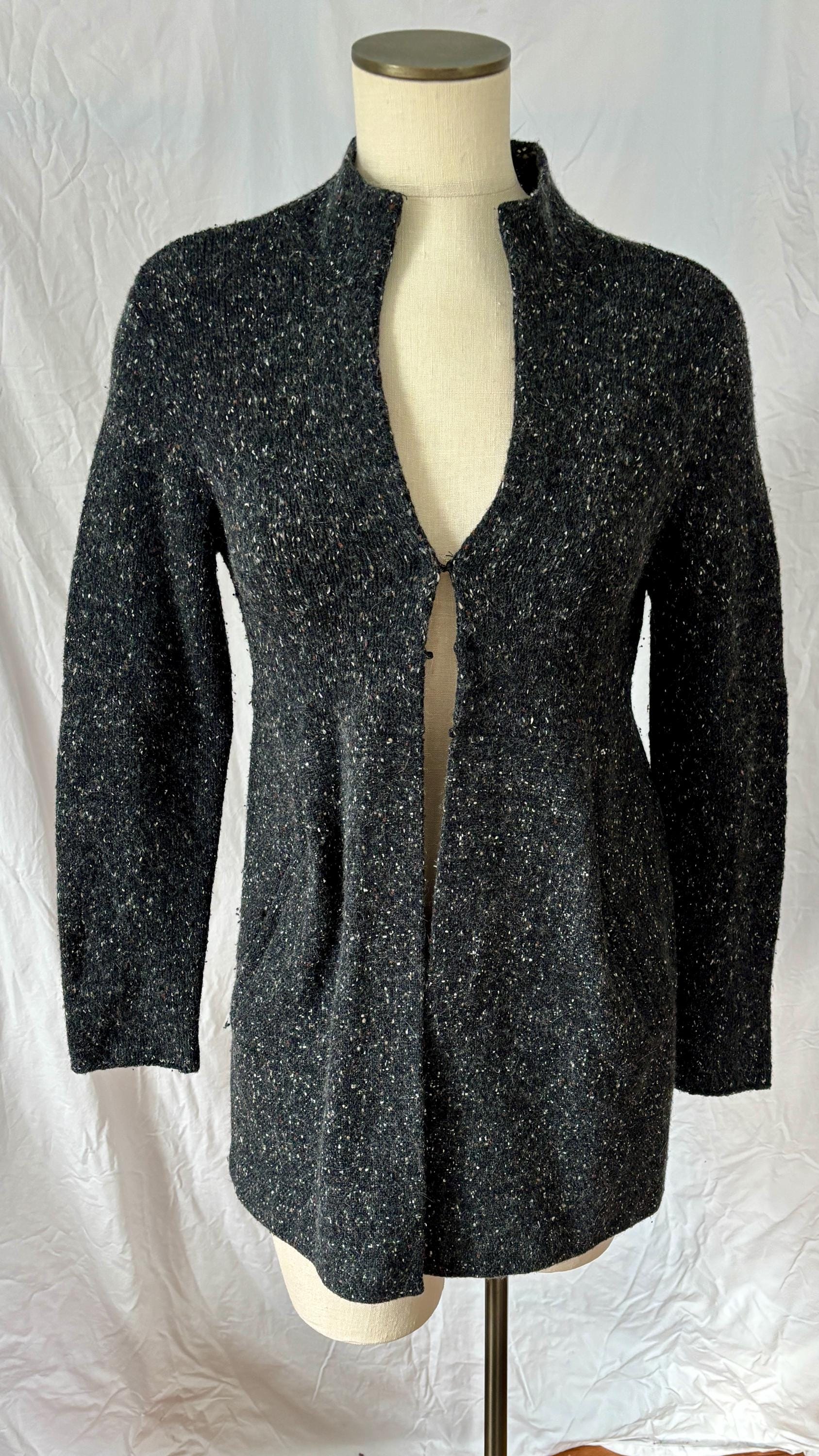 Eileen Fisher, Vintage Eileen Fisher Salt and Pepper Gray Lambswool Blend Cardigan Size XS