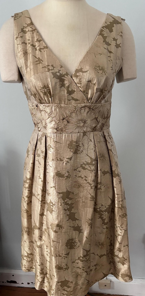 Adriana Papell Gold Damask Dress - Size 6 Rayon Blend - Etsy
