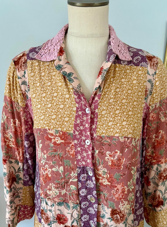 April Cornell Size Small S Patchwork Topper Jacke… - image 2