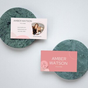 Coral persönliche professionelle Visitenkarte Vorlage | Minimalistisches ästhetisches Design | Bearbeitbare Canva Vorlage | Druckbare DIY Visitenkarte