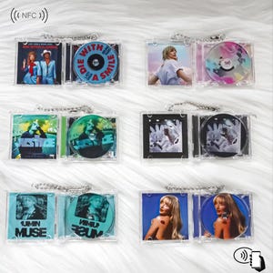 Mini porte-clés NFC personnalisé pour album de musique - Cadeau liste de lecture Spotify | Mini CD jouable | Cadeau pour les fans de Kpop, maman, lui, elle