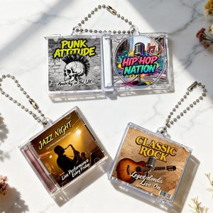 Portachiavi CD personalizzato con tag musicale NFC / Portachiavi con album di canzoni scansionabile / Mini disco personalizzato / Regalo con colonna sonora di film / Regalo per il fidanzato