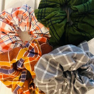 Soft Flannel Oversized Scrunchies | Big Scrunchie | Hair Accessory | Ponytail Holder | Flannel Scrunchies | Fall Scrunchie | Fall Hair