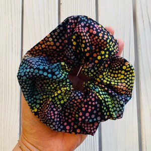 Black with Colorful Dots Oversized Scrunchie | Big Scrunchie | Hair Accessory | Ponytail Holder | Scrunchies