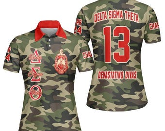 Delta Sigma Theta Polo Shirt Custom Chapter, Custom Military Style Shirt, Sorority Crossing Gift, Personalized Greek Life D9 Apparel