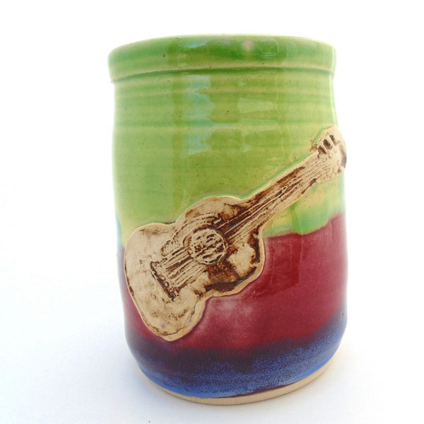 tumbler Guitar Ceramic Handmade Pottery Wheel thrown Stoneware by Jewel Pottery Cup Each one Unique