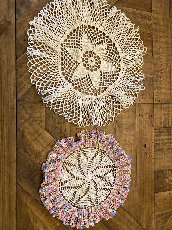 Home & Living Crochet Doily Two Vintage Handmade Doilies Doilies etna