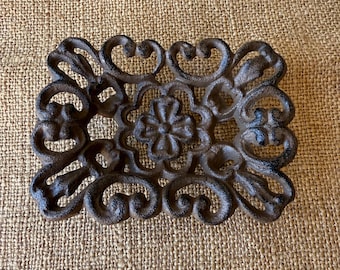 Cast Iron Filigree Metal Soap Dish RUSTIC PRIMITIVE Farmhouse Business card Holder