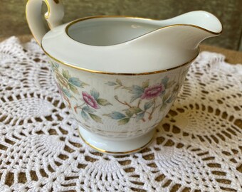 NORITAKE Fine China RoseLace Floral Creamer 5041 Gold Trim