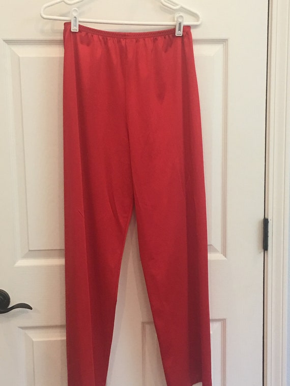 J C Penny's Red  Pajamas Set Nylon PJs Women's Li… - image 7
