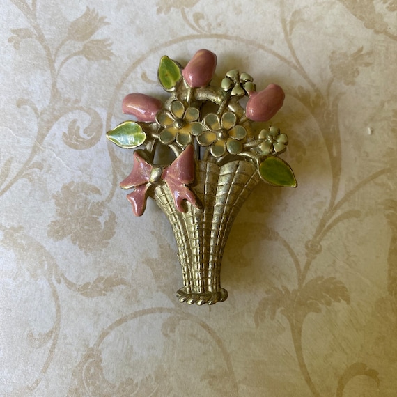 Vintage tulip metal brooch - Gem