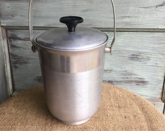 Vintage Mid Century Modern Brushed Aluminum Italiarn Ice Bucket farmhouse decor