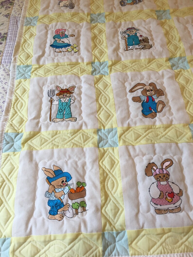 Handmade machine embroidered baby quilt blanket embroidery  etsy Handmade machine embroidered baby quilt blanket embroidery  etsy
