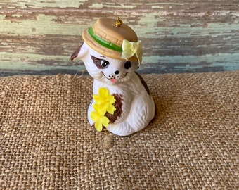 Vintage Giftco Dog Ornament, Dog Bell Ornament, Dog with Hat Bell, Giftco Porcelain Bells Collection