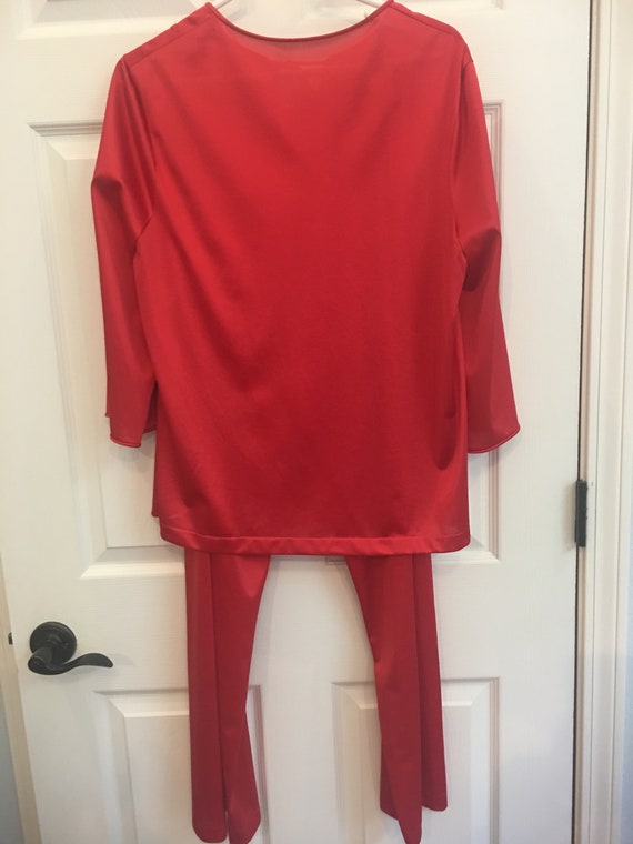J C Penny's Red  Pajamas Set Nylon PJs Women's Li… - image 3