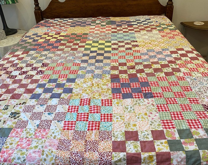 Handmade Vintage Quilt TOP 72 X 87 Antique Pieced Quilt Etsy
