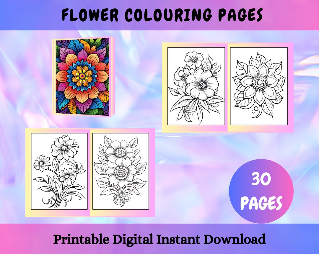 Flower Colouring Pages Collection for Kids and Adults | Printable ...