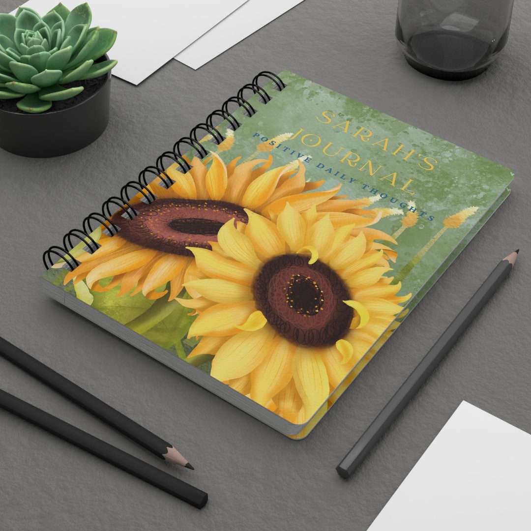 5x7 Personalized Sunflower Spiral Notebook: Glossy Laminated Journal - Etsy