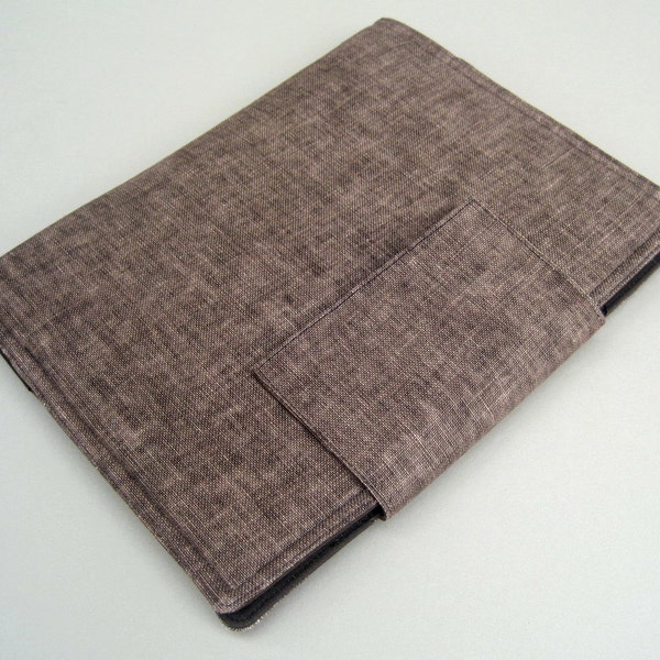 Kindle, Nook, Kobo, Nexus 7 Case. Book-style/Linen/Padded/Dark Brown. Made to Order