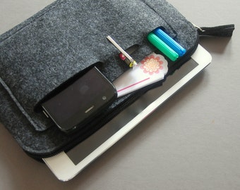 iPad mini Case, Kindle Case, Tablet Cover. Felt zipper bag.