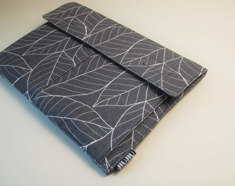 Laptop Case, for 11-16 inch MacBook, custom made for other laptop models,  Padded/Canvas/leaf/dark grey.