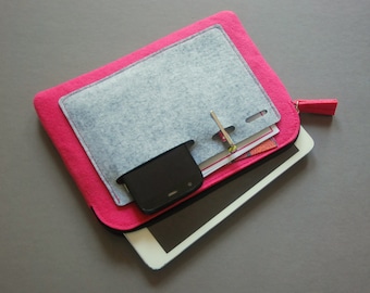 iPad mini Case, Tablet Cover, felt zipper bag.