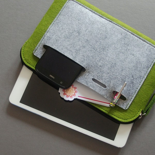 iPad mini Case, Tablet Cover, felt zipper bag.