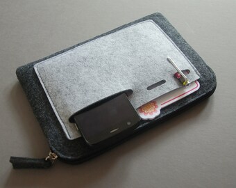 Felt Zipper Bag, Tech Organizer Pouch.