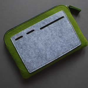 Feltro Zipper Bag, borsa di organizzatore di Tech, verde/grigio.