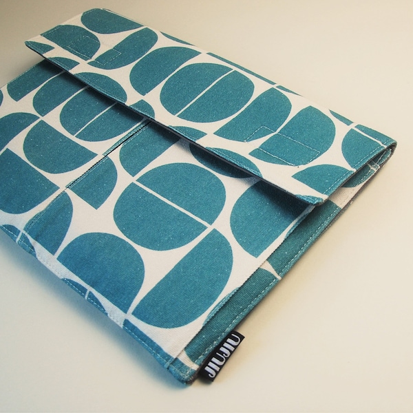Laptop Case, for 11-16 inch MacBook, custom made for other laptop models,  Padded/Canvas/Midcentury geometric/teal blue and more colors.