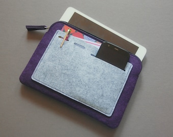 iPad mini Case, Kindle Case. Tablet Cover, felt zipper bag.