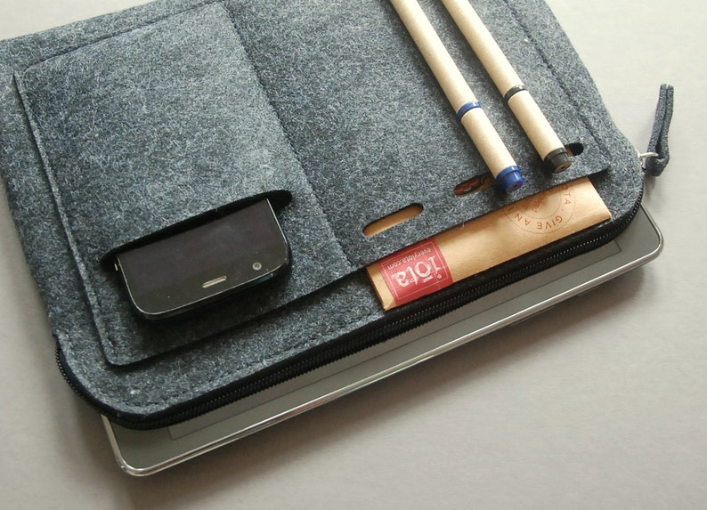 iPad Case, Tablet Cover, felt tech cover, zipper bag. image 3