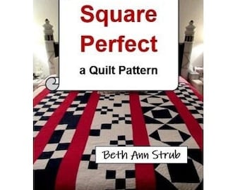 Square Perfect Quilt Pattern – King Size, Red White & Blue (PDF Download)