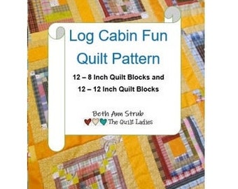 Log Cabin Fun Quilt Musterbuch mit 12 Quiltmustern - Ein PDF Download Quiltmuster