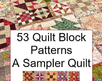 53 Quilt Blocks a Quilt Pattern Book, Sampler Quilt Pattern how to -  PDF Download