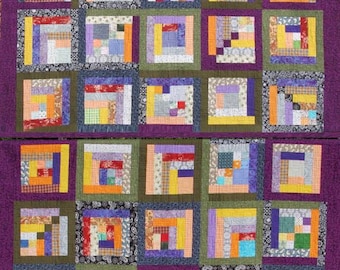 Log Cabin Quilt Pattern: 6 Block Designs, 16" Blocks (PDF Download)