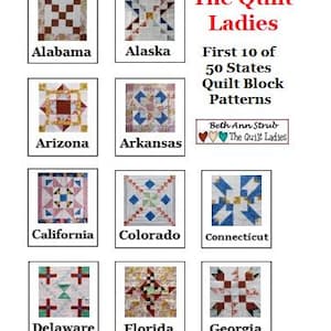 First Ten US States Quilt Block Patterns - Etsy