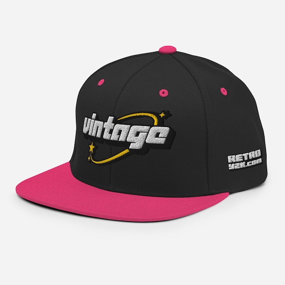 Vintage Y2K Snapback Hat – Retro Embroidered Cap, Unisex Adjustable Flat Brim, Multiple Colors, 90s 2000s Streetwear