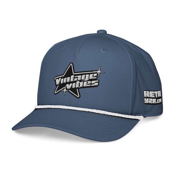 Light Blue & White Vintage Vibes Snapback | Embroidered Rope Cap Richardson 258 | Retro Streetwear Hat | Adjustable Unisex | RETROY2K