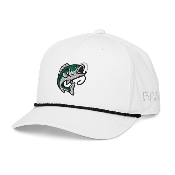 Rope Cap Richardson 258 White/Black | Embroidered Bass Fishing Hat | Retro Snapback Gift