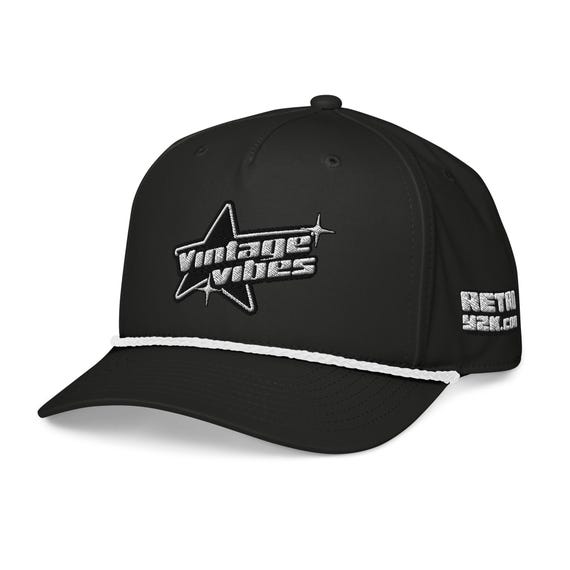 Vintage Vibes Black & White Rope Cap | Classic Richardson 258 Snapback | Retro 80s 90s Streetwear Hat | Adjustable Unisex | RETROY2K