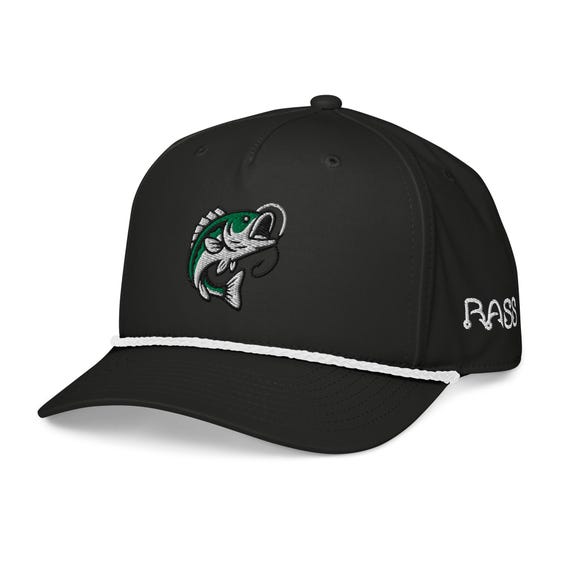 Rope Cap Richardson 258 Black/White | Embroidered Bass Fishing Hat | Classic Retro Snapback | Fisherman Gift