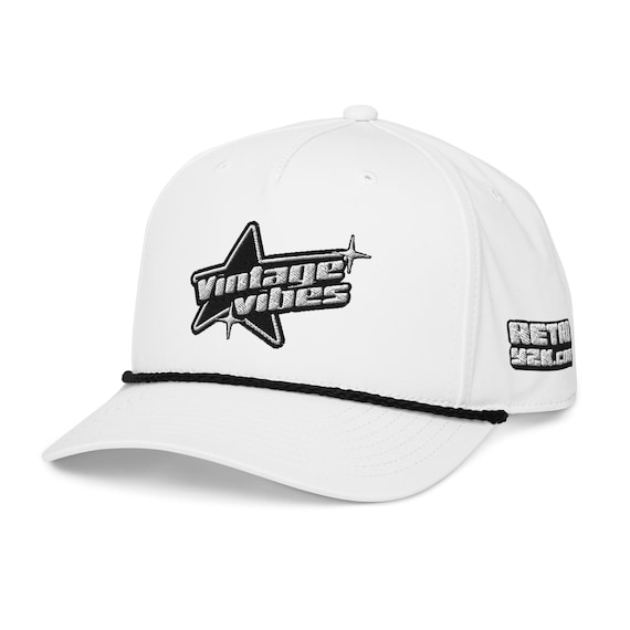 Classic White & Black Embroidered Rope Cap | Richardson 258 Snapback | Vintage 80s 90s Style | Unisex Adjustable Hat | RETROY2K